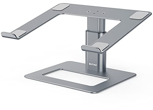 BoYata Laptop Ständer, Höhenverstellbarer Laptopständer für 11–17 Zoll | Ergonomisch Laptop Halterung, U-Förmiges Offenes Design Für Bessere Belüftung, Stabiler Notebook ständer Für Schreibtisch