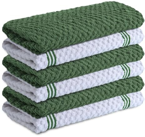 Infinitee Xclusives Kitchen Towels - 6 Pack - Terry Tea Towel-38 x 64 cm | 100% Cotton, Highly Absorbent Tea Towels - Lint Free, Soft, Durable & Quick Dry, Ideal for Drying Dishes & Kitchen Cleaning