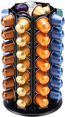 Bagoo Kaffekapselhållare för Nespresso 360 graders rotation med central extra podförvaring (56+)