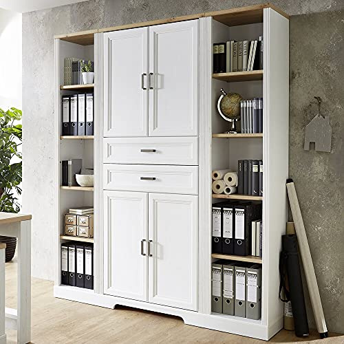 Lomadox Büro Aktenschrank Kombination in Pinie hell mit Artisan Eiche Nb.