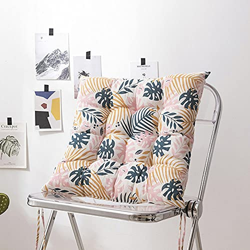 Chickwing Cojines para Silla con Correas de Sujeción, Estampado Cojín Decorativo de Asiento Cojines Acolchados de sillas para Terraza Jardín Sala Balcón (Monstera Rosa,40x40cm)