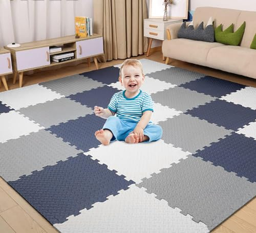 Gutsbox Schaumstoff Puzzlematte Baby Schaumstoffmatte Baby Puzzleteppich, 18Pcs Krabbelmatte Puzzle Kinder Bodenmatte, 30x30cm, Dick: 1,2cm, Fläche: 1,6m², bpa frei