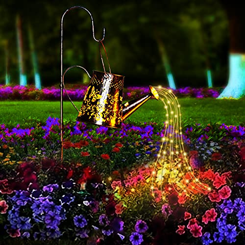 Leehui Solar Watering Can Lights Garden Decorations, Large Waterproof Warm White Butterfly Hollow Lamp with 91 LED for Outdoor Lawn Patio Yard Pathway Walkway (with Bracket) (Flash Pattern)