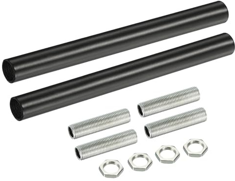 sourcing map Kit de tige d'extension filetée - Filetage M10 - Écrou d'accouplement de 15 cm - Connecteur de manchon rond avec écrou hexagonal fileté - Noir