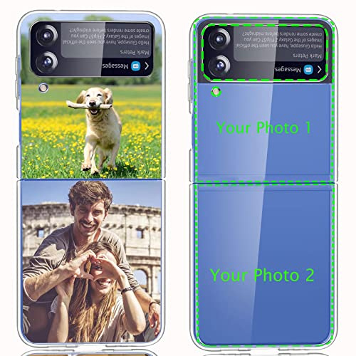 CXKJ Transparent Personalised Photo Phone Case for Samsung Galaxy Z Flip 3 5G (6.70 inch),Design Your Own Photo Image,Text Phone Case,PC Bumper Slim Cover Case,Personalised Case