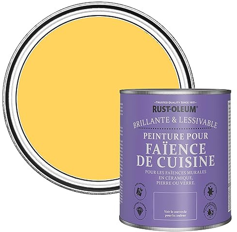Rust-Oleum abwaschbare Küchenfliesenlack in gelb mit Hochglanz Finish - Zitronengelee 750ML