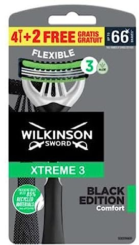 Wilkinson Rasoir Jetable Flexible Xtreme 3 Black Edition Comfort - Le lot de 6 rasoirs