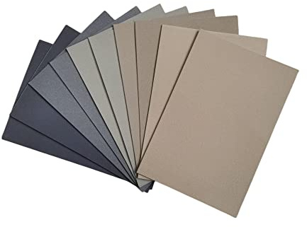 MAIMOUFIN 10 ark med 5-färgs stort och tungt pastellpapper, färgfix, slipat pastellpapper, konstpapper för mjuka pasteller, färgsandpapper för konstnärer, olja-akryl, pennor och kol (15,4 x 10,7)