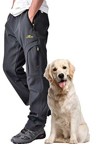 yeyity Pantalon d'extérieur pour homme - Imperméable - Softshell - Coupe-vent - Pantalon de ski d'hiver - Doublure polaire chaude, Gris 4409, 46
