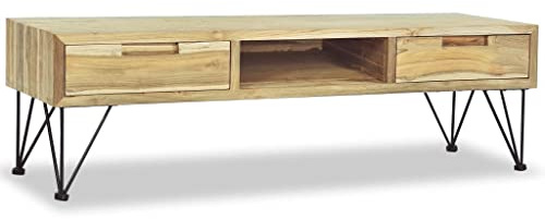 GOLINPEILO Colonial-Style TV Cabinet with 2 Drawers and 1 Storage Compartment, Side Cabinet, HiFi Cabinet, lowboard 47.2x13.8x13.8 Solid Teak -AA