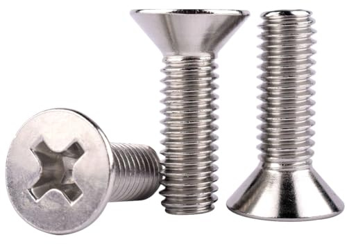 KOSJETHAS 20Pcs 1/4-20 x 3/4 UNC Phillips Flat Countersunk Head Machine Screws, 304 Stainless Steel 18-8, Full Thread, Coarse Thread