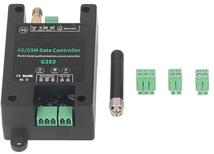 Abridor de Puerta GSM G203 Relé 4G Interruptor de Control Remoto Para Puertas y Puertas de Garaje con Soporte Para Reinicio Remoto y 1001 Usuarios Para Aplicaciones de Control de Acceso y Seguridad