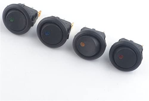 FFOCCO Wippschalter 4 Stücke Auto 12 V / 220 V 3 Pin 4 Farbe Jedes Katzenauge Runder Wipppunkt Boot LED Licht Kippschalter SPST (Color : Schwarz, Size : 220V)