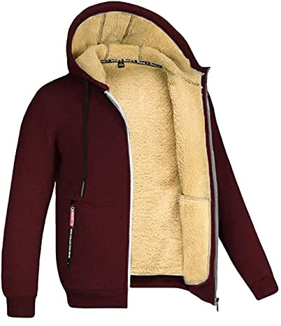 Giubbotto Uomo Pelle Giacca Calda da Uomo in Autunno e in Inverno, Moda Casual, Tinta Unita, Manica Lunga, Tasca in Cotone con Cappuccio Giacca Quadri Boscaiolo