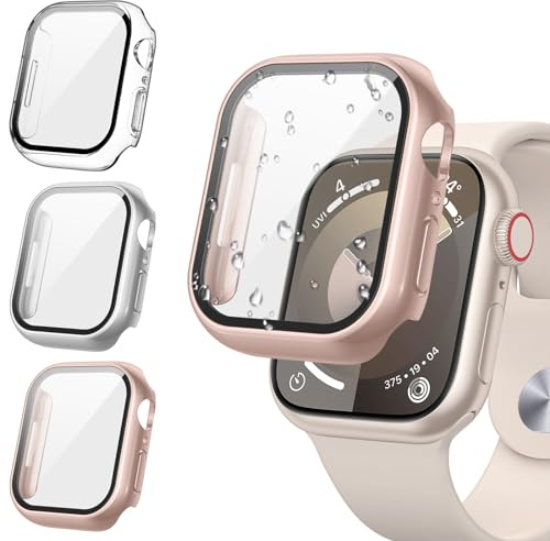 Kamita 3Stück Hülle für Apple Watch SE 3/SE 2/SE/6/5/4 40mm Schutzhülle | Hart PC Bumper Case mit Hartglas Displayschutzfolie, Voller Körper Schutz Gehäuse für iWatch 40 mm