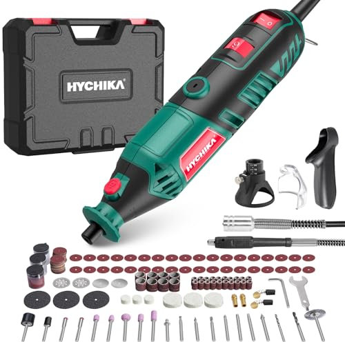 HYCHIKA 170W Rotary Tool, Variable Speed Rotary Tool Kit with Flex Shaft, 173pcs Accessories Kit & 8000-35000RPM Multi-Tool, Perfect for Cutting, Detail Sanding, Engraving, and Wood Carving
