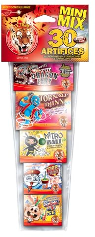SPARKLERS CLUB Assortiment de 30 PETARDS et Feux d'artifice 5 Sortes de Petits artifices pour s'amuser. 5 boîtes. Idéal pour Vos évènements, pour Enfant & Adultes, Effet Garanti - Catégorie F1