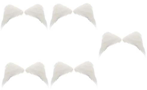 Housoutil 5 Paare Katzenohren Haarnadel Kuscheltier Weiß Ohrclip