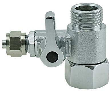 KREFT T-Stück Adapter 3/8 IG x 3/8 AG x 1/4 Zoll Schlauch, Absperrventil | Wasseranschluss-Verteiler für zwei Geräte, JACO-Klemmverbindung 6,35 mm, verchromtes Messing, ohne Dichtmittel montierbar