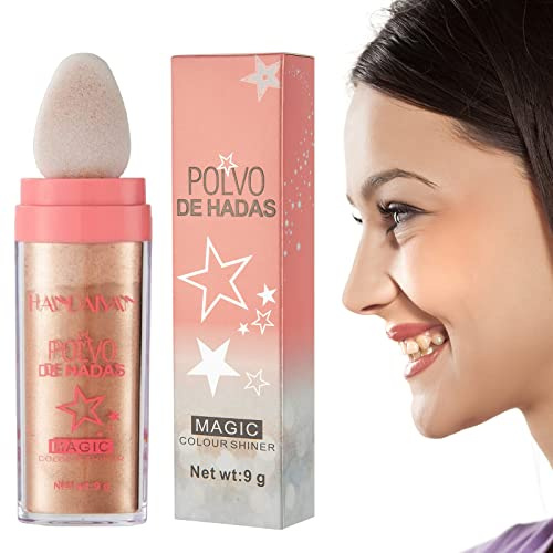 Highlighter Puder Stick, Fairy Powder, Highlighter Makeup Puder Stick, Highlight Patting Puder, Körper Aufhellen Schimmer Sparkle Patting Puder für Gesicht Augen Lippen Haare, Goldbraun