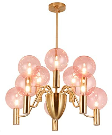 Modern Pendelleuchte Moderne Glaskugel Kronleuchter Bubble Glas Lampenschirm Pendelleuchte Nordic Luxury Cluster Hanging Deckenleuchte for Mädchenzimmer Wohnzimmer Esszimmer Schlafzimmer Küche ( Color