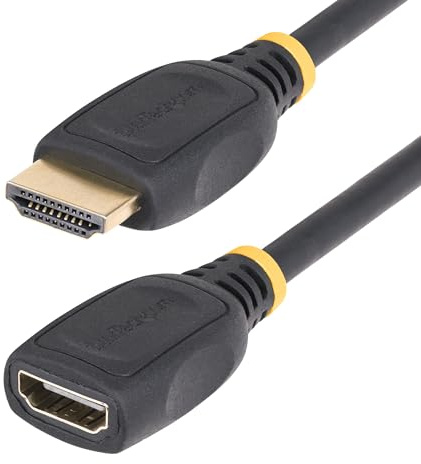 StarTech Cable Alargador HDMI 2.0 de 2m, 4K 60Hz, Macho a Hembra, Negro | Conectores chapados en oro, Audio de 32 canales, Ideal para televisores y proyectores montados en pared