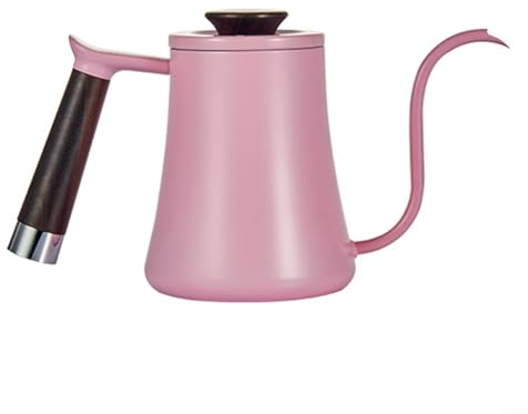 Kaffeekessel mit Schwanenhals, Edelstahl, langer Schwanenhals-Ausgießer mit Holzgriff, Kaffeekanne, Teekanne, schnelles Aufheizen, Mattschwarz (Rosa)