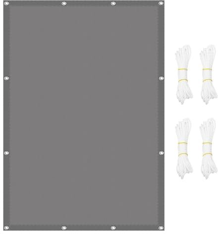 Vela Parasole Rettangolare 1.9 x 5 m Rettangolare Vela Ombreggiante Quadrata Protezione Solare Antivento con Corda Libera per Giardino Balcone Terrazza, Grigio Scuro
