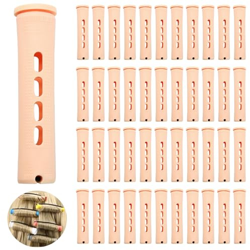 Coufce 60 Pcs Perm Rods 0.75 Light Yellow Hair Rollers Cold Wave Rods Long Short Hair Rollers Curling Rods