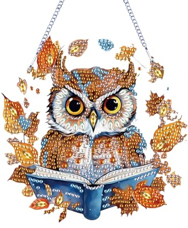 Starnearby DIY Diamond Painting Türkranz Herbst Herbstkranz Diamant Painting Anhänger Herbstkränze Herbstdeko Autumn Decor Fall Wreath mit Kette für Haustür Fenster Wand