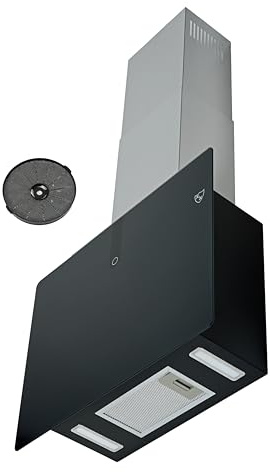 K&H Kopffreie Dunstabzugshaube 60cm Wandhaube [UMLUFT & ABLUFT] - Abzughaube mit Metall Fettfilter - Cooker Hood - LED - Bürstenloser Motor - VH-60B - 300 m³/h - Energkieklasse A+ (Schwarz)