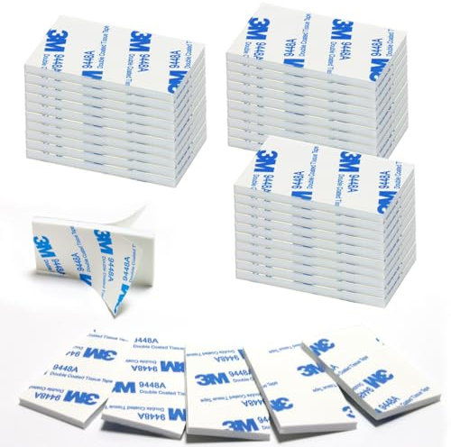 Hmfmdy Double Sided Sticky Tape, 50 Pcs Heavy Duty Strong Double Sided Sticky Pads, Mounting Adhesive Foam Pads for Outdoor Household, 3M Double Sided Foam Tape 50mm x 30mm -White