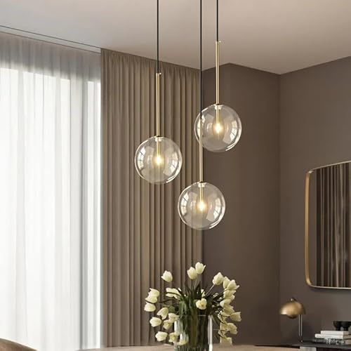 Chandelier Globo de Cristal Transparente G4 Luces Colgantes LED Comedor Lámpara suspendida LED Lámpara Colgante LED de Metal Lámpara Colgante LED Lámpara Colgante LED, Luces Colgantes Chandelier