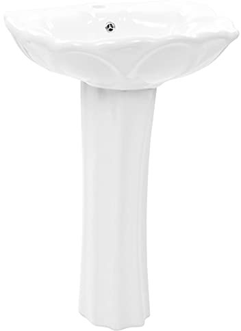 Lavabo autoportant avec colonne en céramique, 580 x 510 x 200 mm, 143005