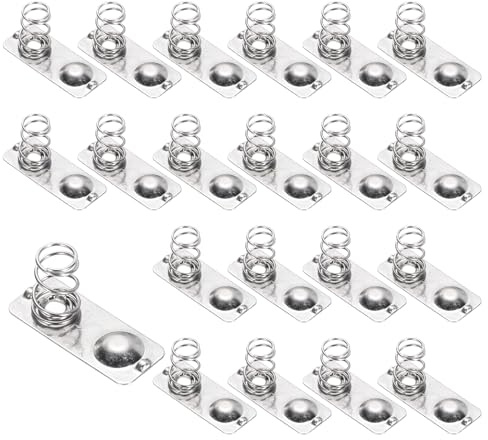 QUARKZMAN 20Pcs Plaques de Contact en Métal à Ressort 20mm x 8mm | pour Batterie, Plaque de Conversion Bipolaire Positive Négative en Nickel pour Support de Batterie et Jouets Électroniques