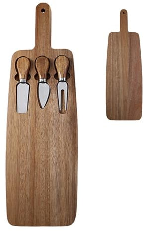 Mxshc Tabla De Madera para Embutidos, Tabla De Cortar De Madera,Bandeja De Madera para Servir Queso con Asa | Platos De Queso Multifuncionales, Accesorios De Cocina para Fiestas, Navidad