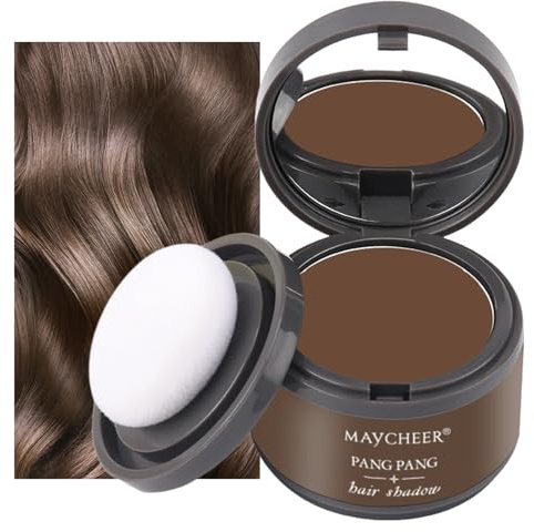 HISUNBEN Instantly Hairline Powder, Windproof & Sweatproof Hair Root Touch Up Concealer for Receding Hairline, Professional Hairline Shadow Powder with Mirror & Puff (Dark-Brown)