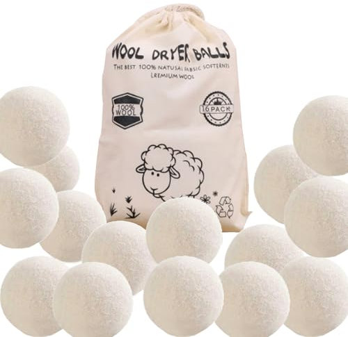 Trocknerbälle, Trocknerbälle für Wäschetrockner 16 stück Mit Aufbewahrungsbeutel, 1.1 zoll/3cm Durchmesser, Wäsche zu Reduzieren Trocknungszeit, Ideal Für Pullover Und Empfindliche Textilien