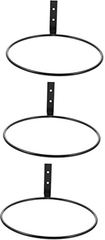 ibasenice Support Mural pour Jardinières en Fer Noir 3pcs Anneaux Suspendus pour Pots de Fleurs, Design Ventilé et Adapté Balcon ou Intérieur