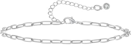 Loutade silver vristlänk för kvinnor, 21 + 5 cm justerbar fotkedja för kvinnor, sommar barfota strand silver fotlänk vid fotleden, sommar fotkedja armband fotsmycke present till mamma/flickor, Sten