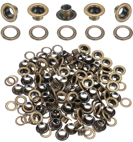 QUARKZMAN 50 Stück Ösen 5 mm Innen-Ø Messing Ösen Metallösen Rostfrei Planenösen Grommet Kit mit Unterlegscheiben Eyelets für Banner Leder Schuhe Handtaschen Vorhänge Bastel, Braun | Grommet Kit, Rostfrei, Mit Unterlegscheiben Eyelets, Für Banner Leder Schuhe Handtaschen Vorhänge Bastel