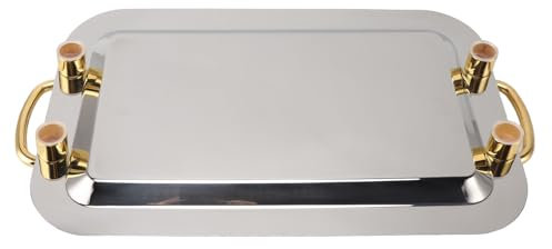 ASHATA Contenedor de Servicio de Acero Inoxidable, de Transporte Dorado Mesa de Superficie Espejo Cajón para Servir Gran Capacidad para el Buffet de Hotel (Rectangular (longitud 16.9in))