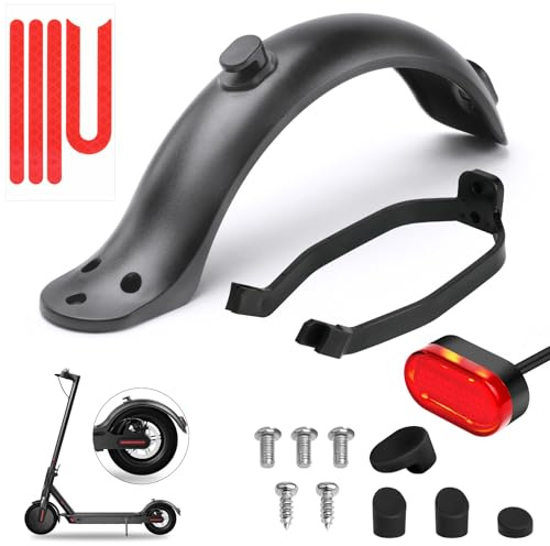 Ainiv Juego de Guardabarros Trasero Patinete, con Soporte Guardabarros/Luz Trasera LED/Tira Reflectante, Compatibles con Xiaomi M365/M365 Pro - Gris