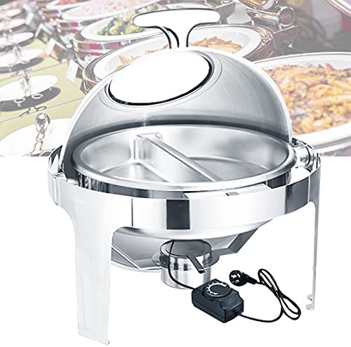 SGKOMN Scaldavivande Elettrico in Acciaio Inox, Piastre riscaldanti per Mantenere Caldi Gli Alimenti, scaldavivande Commerciale per Buffet con Finestra di visualizzazione, B