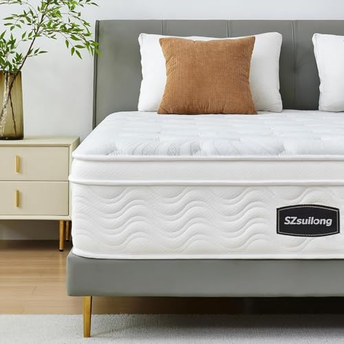SZsuilong Matelas 120x190, Épaisseur 30 cm, H3/H4, Hybride Haute Résilience | Mousse à Mémoire de Forme, Bords Renforcés, Isolation des Mouvements, Tissu Blanc Respirant, OEKO-TEX, Roulé Sous Vide