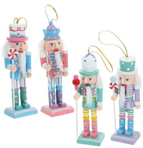EPIGEIST 4 Piezas Decoración Navidad Cascanueces Madera Figuras Soldado Colgantes Regalo Festivo Hogar Oficina Fiesta