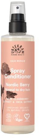 Urtekram Nordic Berry Spray Conditioner – Leave-In Hair Mist for Normal to Dry Hair – With Chia, Aloe Vera & Cloudberry – No Rinse – Vegan & Natural, 250ml / 8.5 fl oz (Pack of 1)