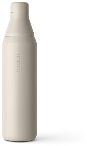 Vinsun Trinkflasche Edelstahl 750ml - auslaufsicher, Kohlensäure geeignet | Extra Drehverschluss für Eiswürfel - langhaltende Kühlung - doppelwandig isolierte Thermoflasche für Sport & Outdoor