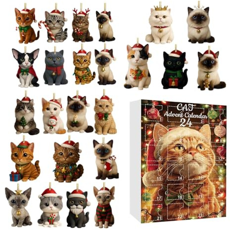 Calendario natalizio per conto alla rovescia, giocattolo a tema gatto