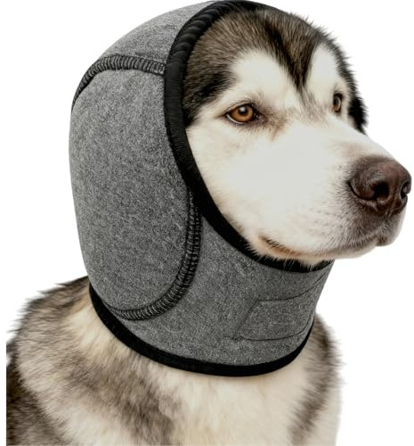 Dog Ear Defenders,Waterproof and Comfortable Dog Snood Ear Protectors,Comfortable Quiet,Shower Cap Pet Supplies,for dogs with a head circumference of 35–48 cm,for Bath Grooming Thunder Fireworks (M)